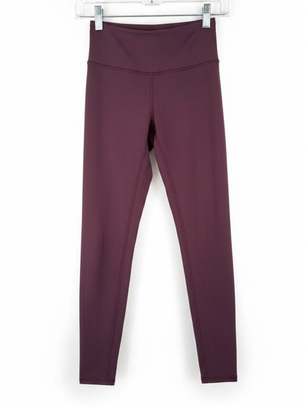 Burgundy High Waisted Workout Leggings Women Size S Stretch Activewear